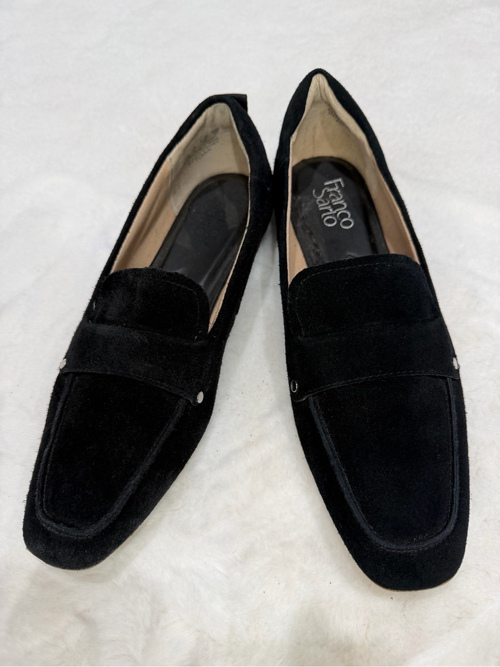 Franco Sarto Black Suede Persia Slip-On Loafers Size 8.5